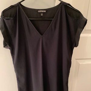 EXPRESS V Neck Blouse with Shoulder Detail